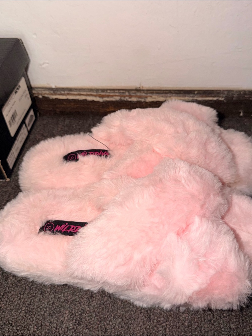 Wildfox Pink Faux Fur Slide Slippers